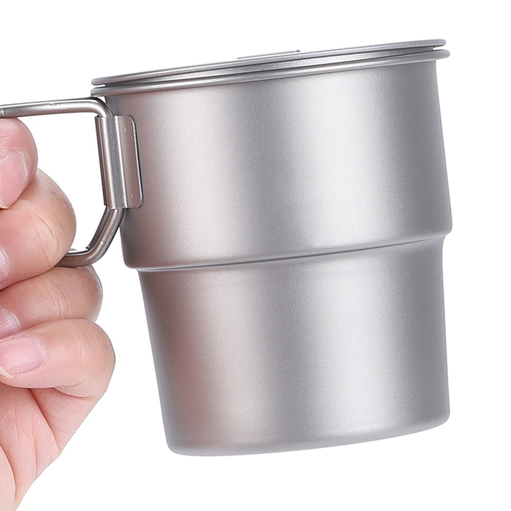 Stackable Coffee Mugs Titanium Camping Cups 300ml Foldable Handle Outdoor Y ZPKI