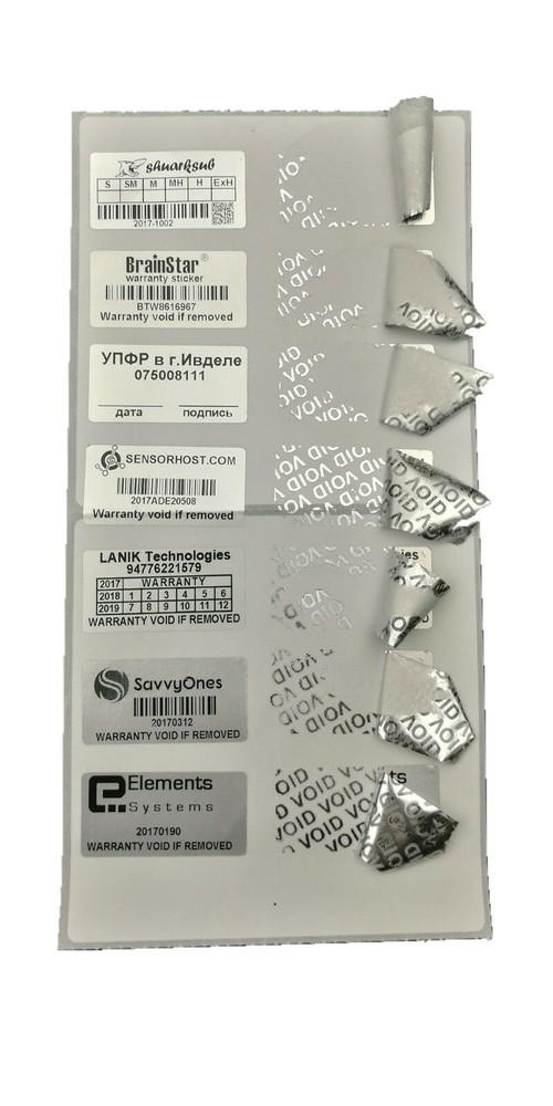TAMPER EVIDENT 500 CUSTOM PRINTED SILVER BRIGHT VOID SECURITY LABELS 500PCS