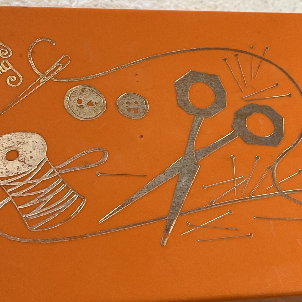 Vintage Sewing Box Orange For My Sewing READ