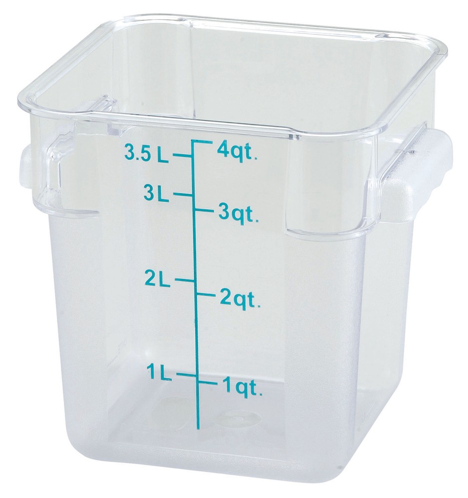 4qt Square Storage Container, Clear, PC (12 Each)