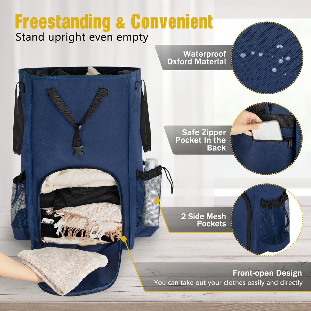 110L Backpack Laundry Bag, Laundry Backpack Heavy Duty with Shoulder Straps, ...