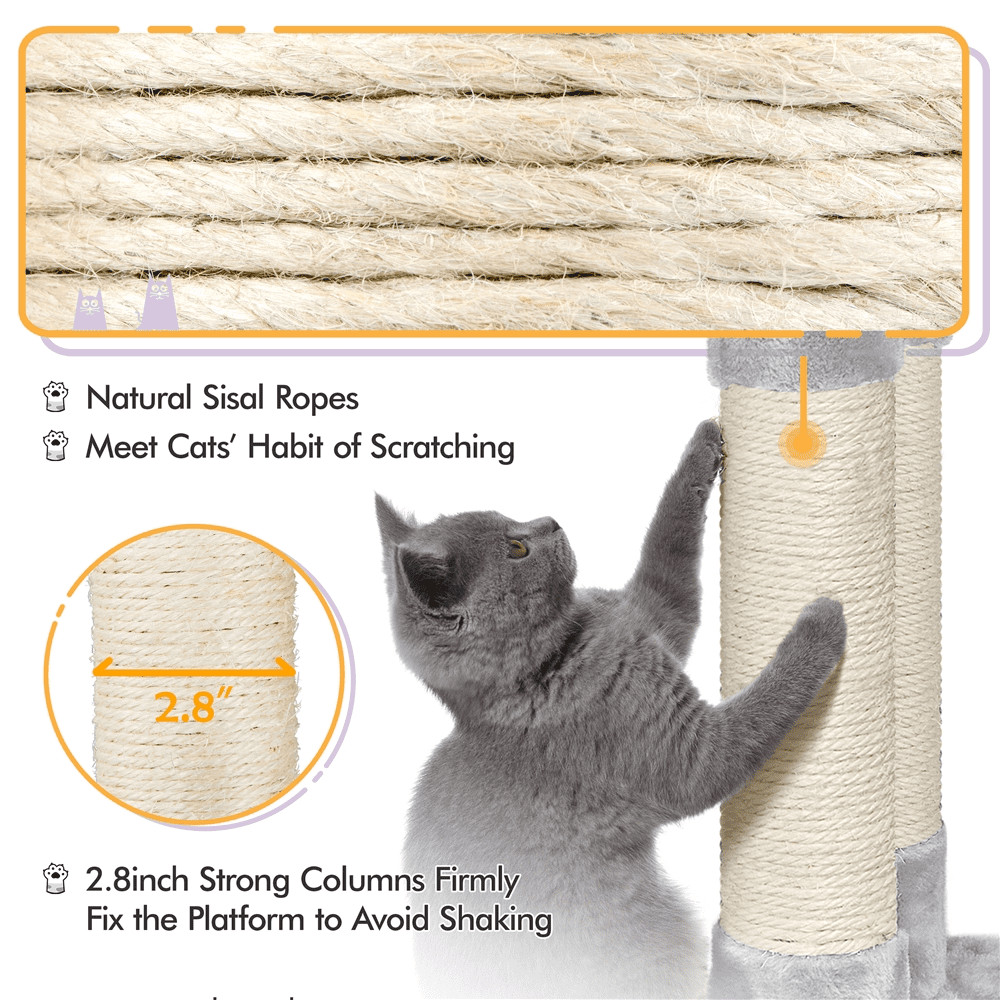 Multi-level Small Cat Tree Tower with Condo, Light Gray