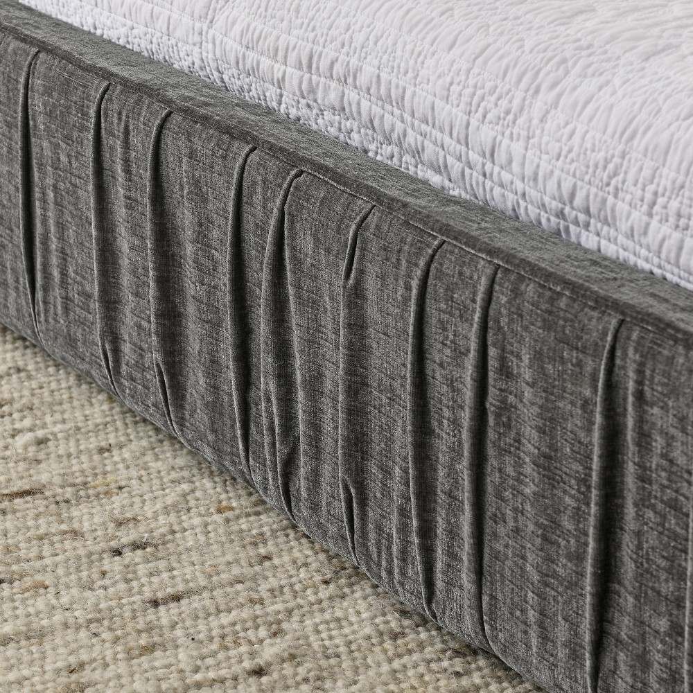Queen Upholstered Bed Frame w/ Headboard & Platform Base, Beige