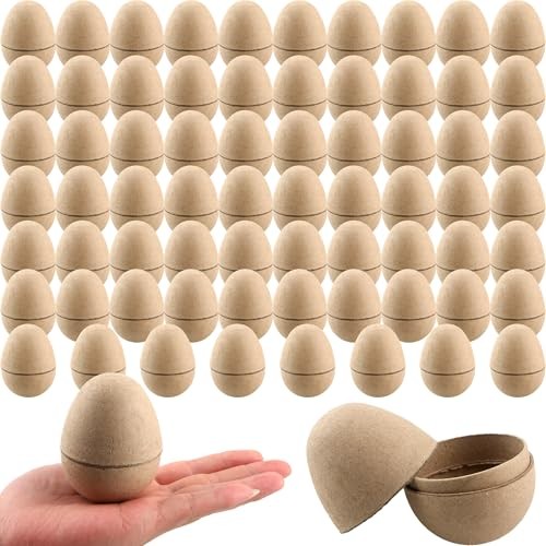 70 Pcs DIY Paper Mache Easter Eggs 3.2 Inch Empty Easter Paper Eggs DIY Easter