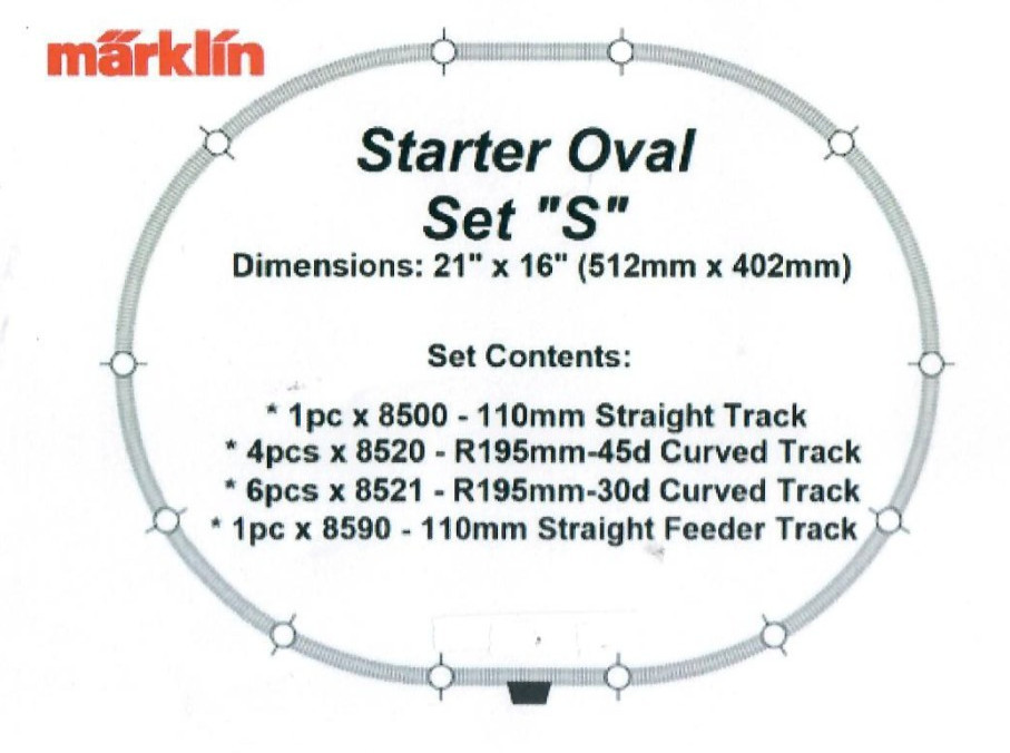 Marklin Z scale 8500 12 pc Starter Oval Track Set "S" + hookup wire