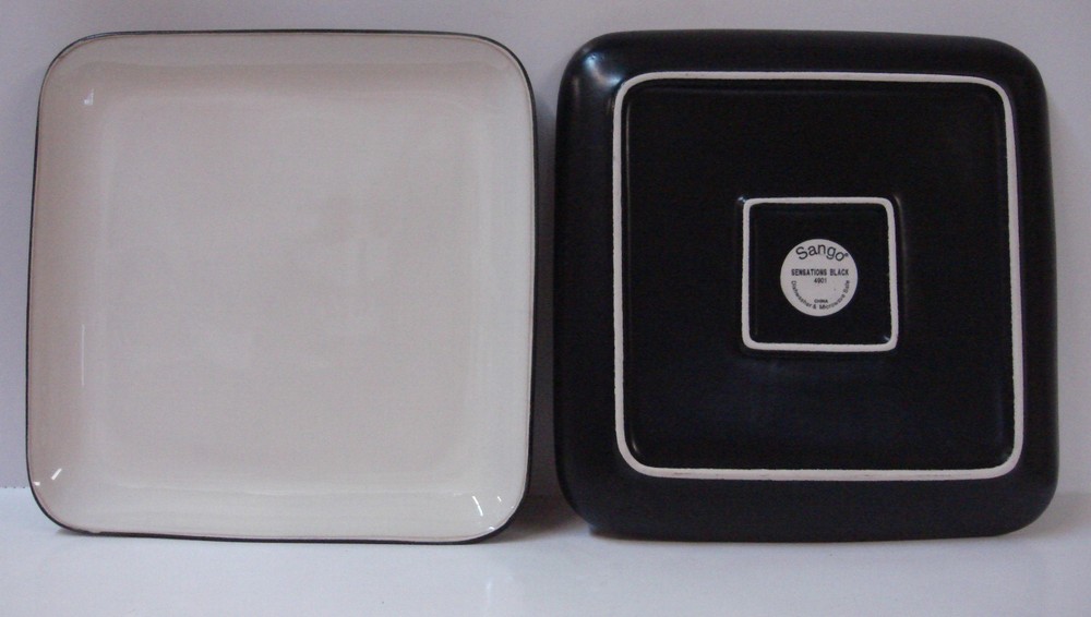 Sango SENSATION BLACK Chop Plate Round Platter NICE! More Items Available