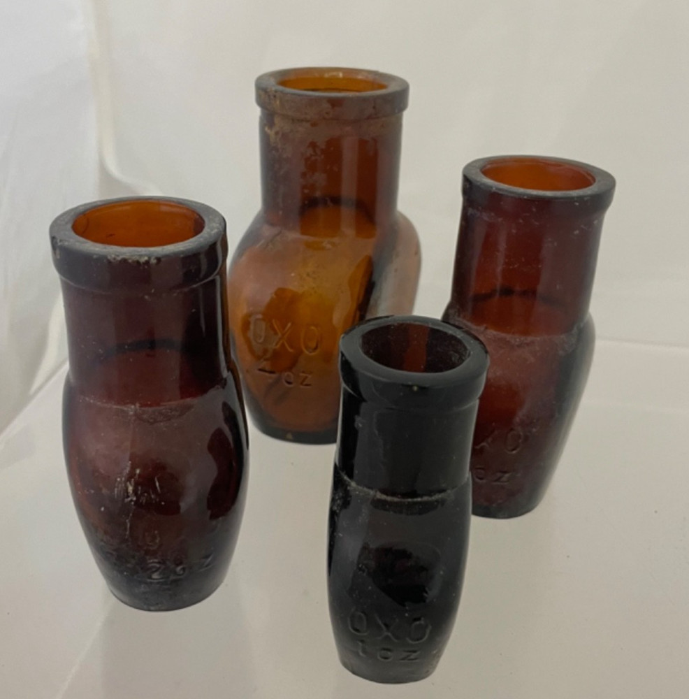 Small Collection x 4 Antique Bottles Oxo Various Sizes
