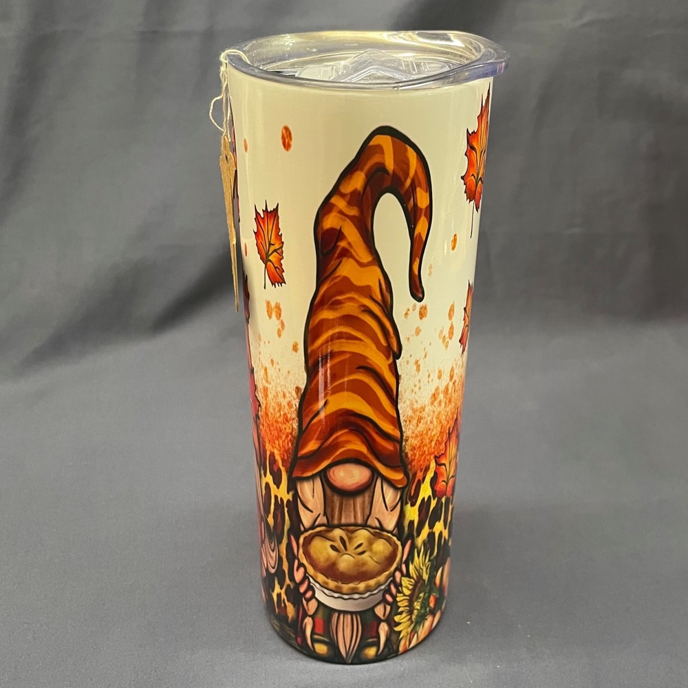 Knome Tumbler, 20 oz. Fall/Autumn pattern. 8"X3"