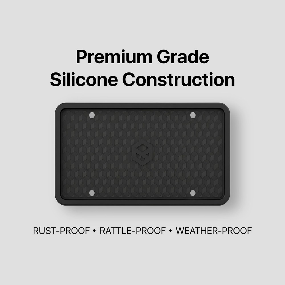Rightcar Solutions Silicone License Plate Frame Rust Proof, Black 2pack