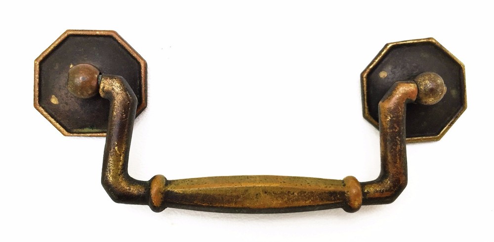 Kindel Brass Antique Hardware Colonial Chippendale Bail Drawer Pull 4"centers