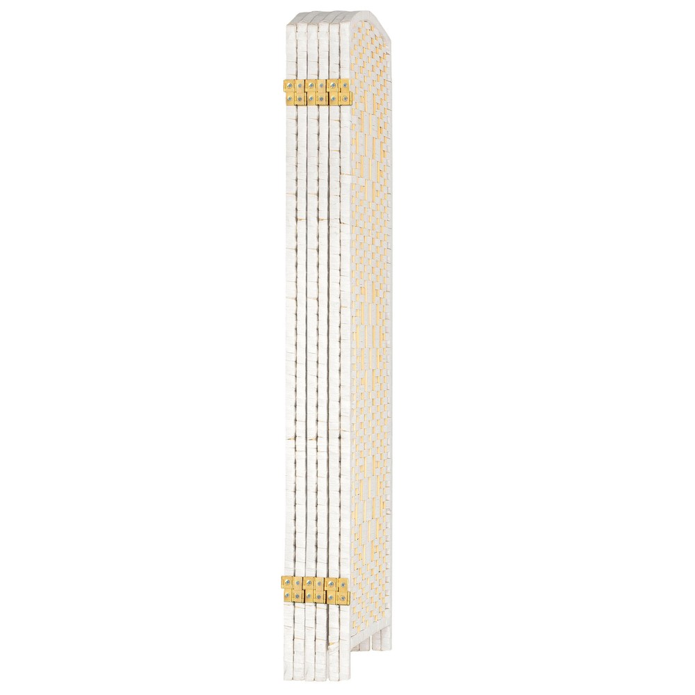 4 ft. Short Diamond Weave Fiber Folding Screen - White - 6 Panel