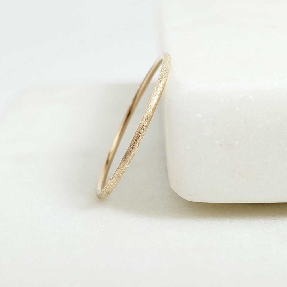 14k Solid Gold Matte Stackable Ring, Yellow, White or Rose Gold Brushed Rings