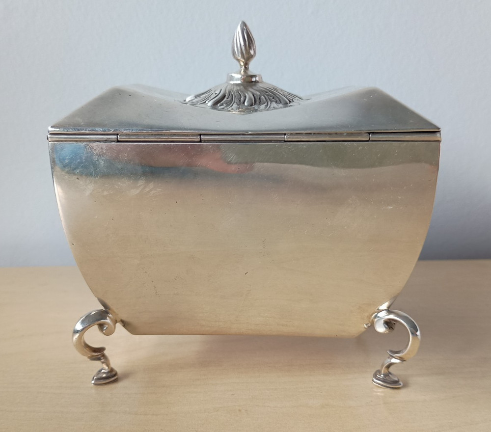 Victorian Antique 1896 WALKER & HALL Solid Silver Tea Caddy Cannister - 239g