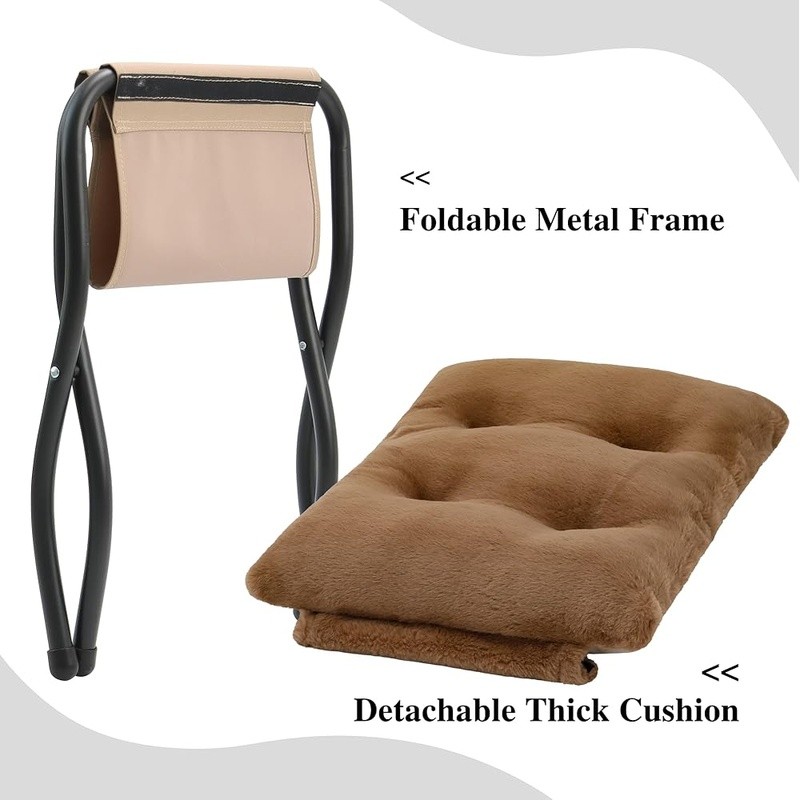 Folding Ottoman Footrest Stool Portable Collapsible Padded Accent Stool New