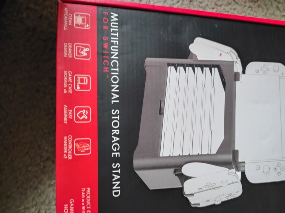 Nintendo Switch Storage Tower Stand | Game Disk Rack & Controller Holder - Black