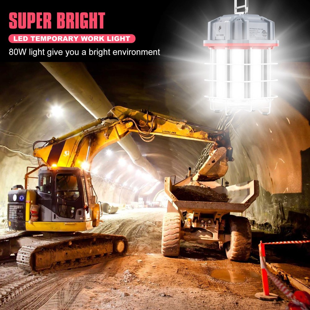 80W LED Temporary Construction Lights-Linkable Work Light 11600LM 5000K Daylight