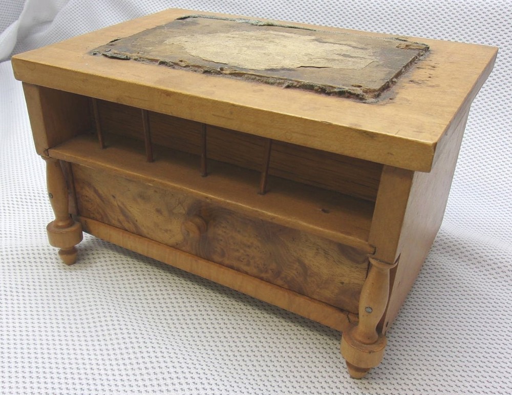 ANTIQUE WOODEN SEWING BOX, Light Multi Compartment