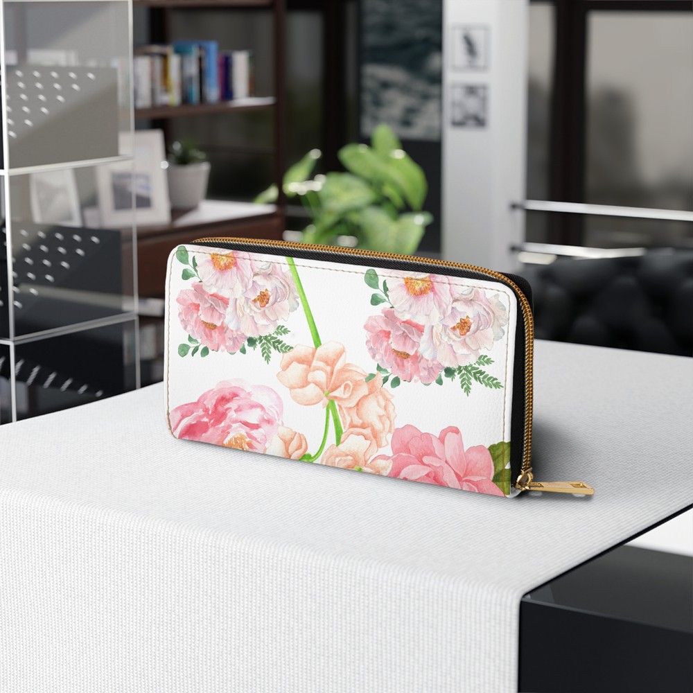 Floral Design Zipper Wallet
