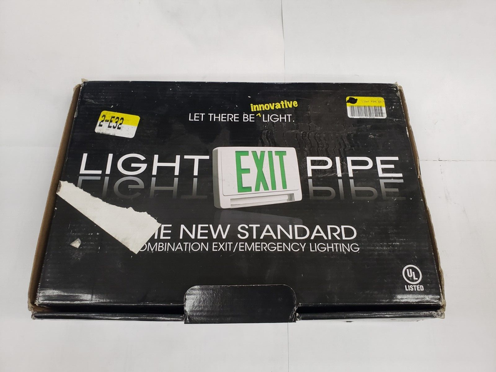 Light Pipe 013316 LED Exit Light Combo Green Letter / White Housing