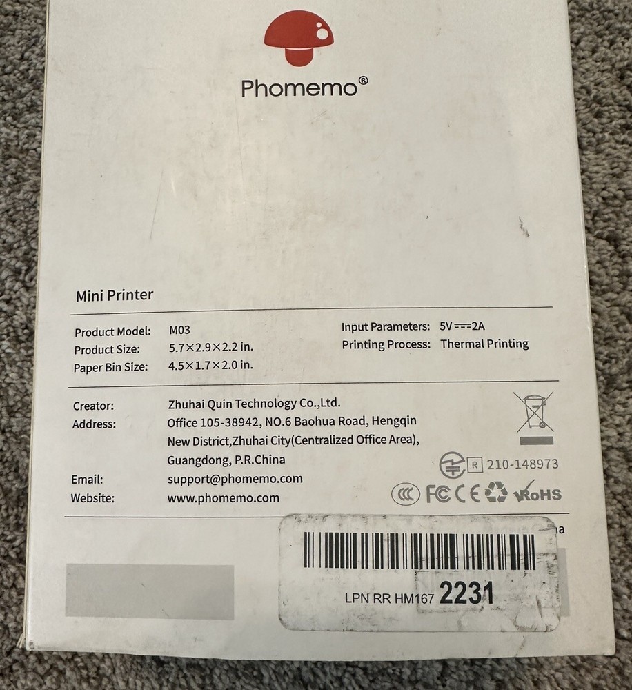 Mini Printer - Phomemo M03 Thermal Pocket Bluetooth Mobile Printer 2/3-inch