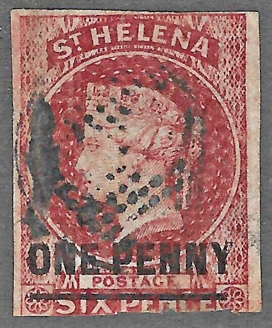 St. Helena (1863) - Scott # 8,   Used    Cat Value $250
