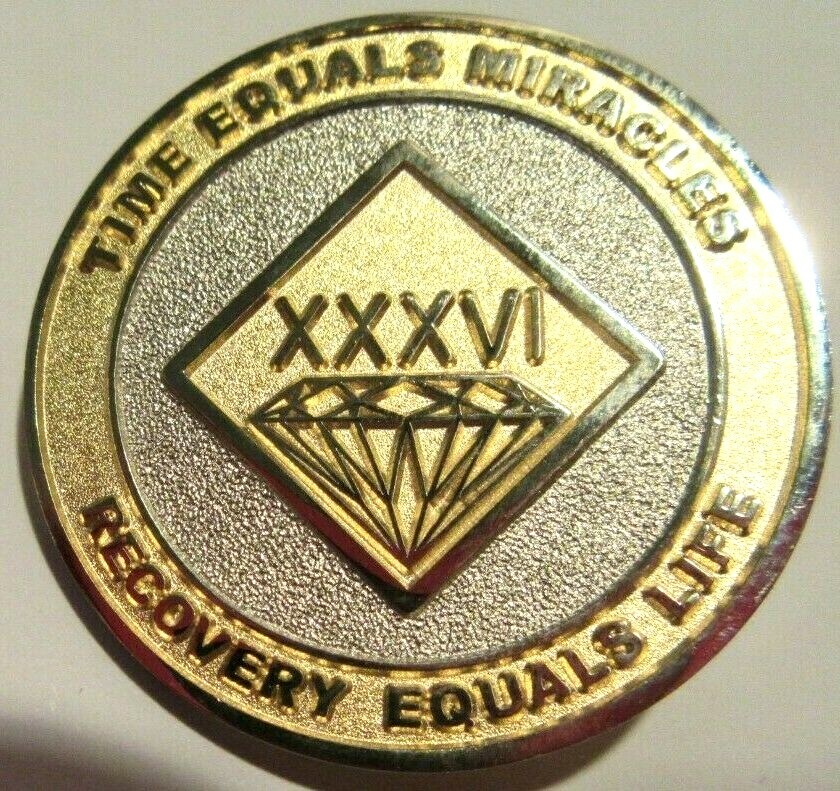 Narcotics Anonymous NA GOLD SILVER 36 Year Medallion Chip Coin Token