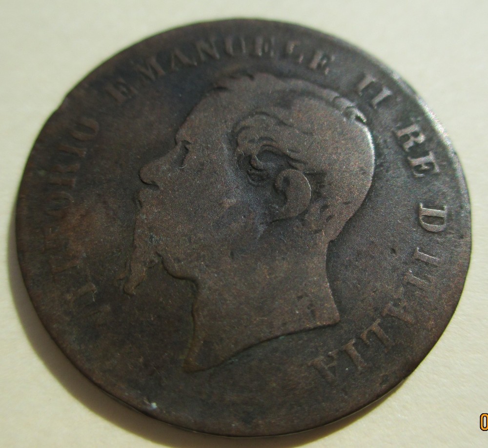 1867 N Italy 5 Centesimi coin