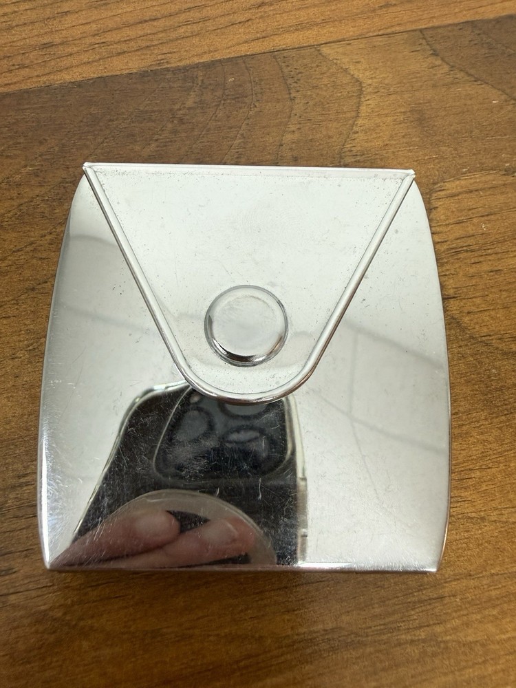 VTG Silver-plated Envelope Style Compact Snap Tri-fold Square Reflective Mirror