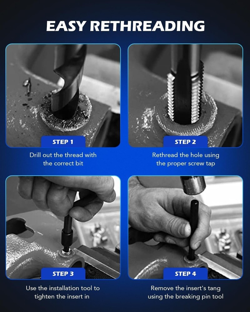 172pc Thread Repair Kit with Drill Bits & Taps
