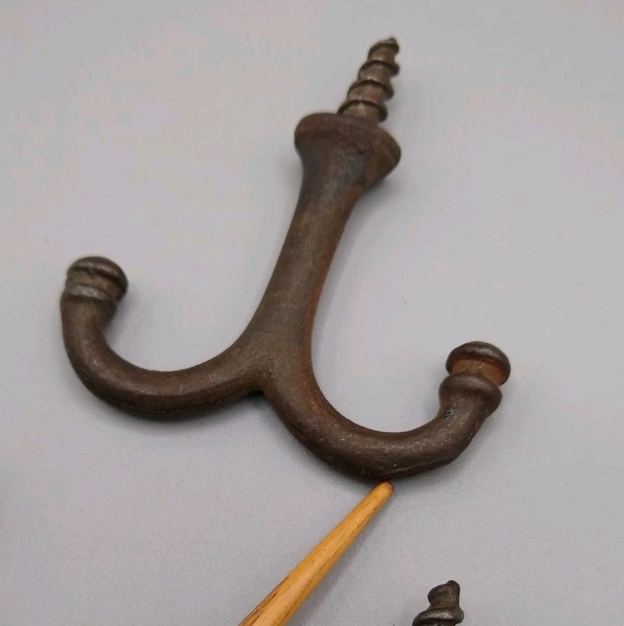 4 Cast Iron double hook, Ceiling, under table, wardrobe, coat rack purse