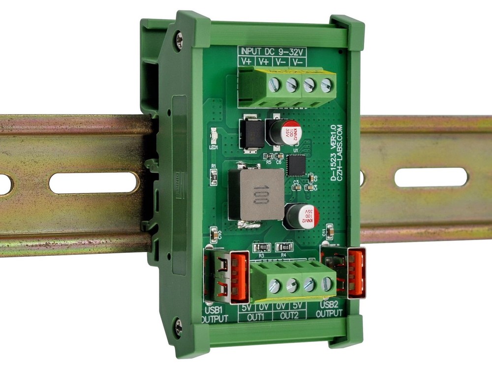 DIN Rail Mount USB DC5V 2.4/4.8Amp Buck Converter StepDown Regulator Module
