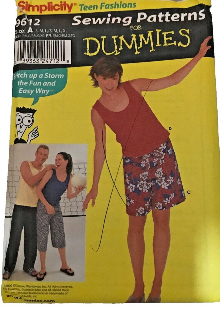 #9612 Simplicity juniors pattern S-XL SHORTS TOP PANTS