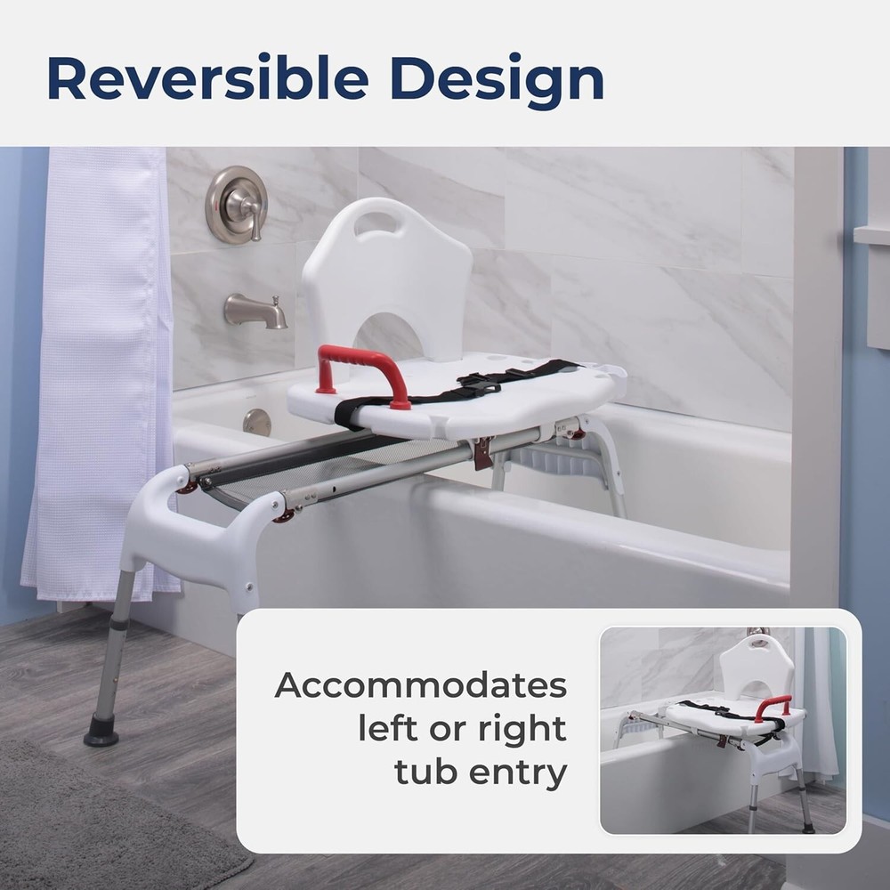 Folding Universal Sliding Transfer Bench - White