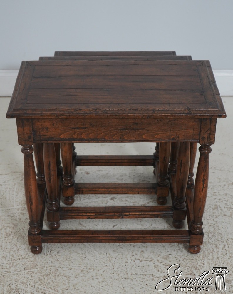 72043: GUY CHADDOCK Jacobean Distressed Oak Nesting Tables