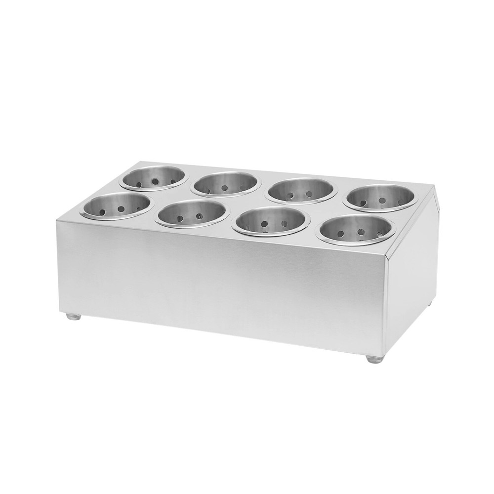 Stainless Steel 8 Hole Flatware Holder Commercial Silverware Organizer Storage