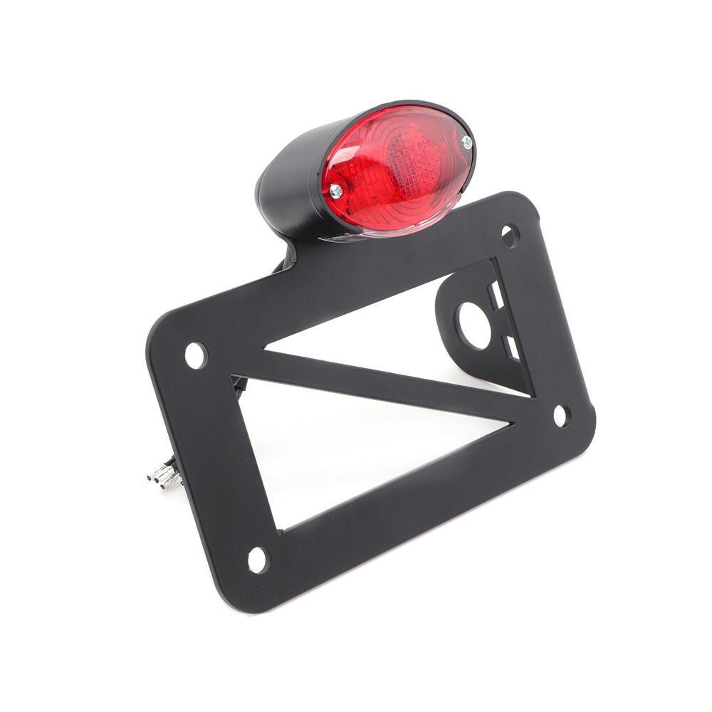 Black Left Side Mount LED Tail Light License Plate Bracket For Harley Bobber