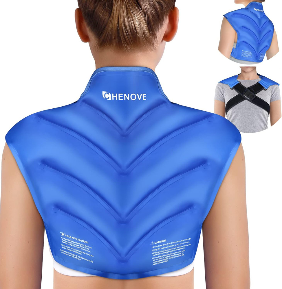 Chenove Ice Pack for Shoulders Upper Back with Strap, Neck and Shoulder Ice Pack