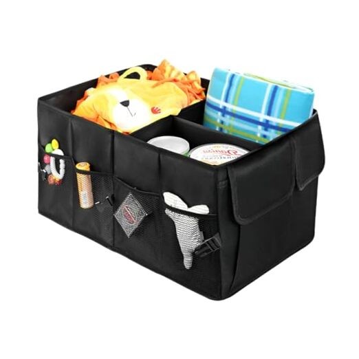 Car Trunk Backseat Organizer, Collapsible Multi Compartment Cargo Storage Box