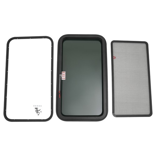 36" x 20" RV Exit Window with Trim Ring & Screen for Campers and Trailers