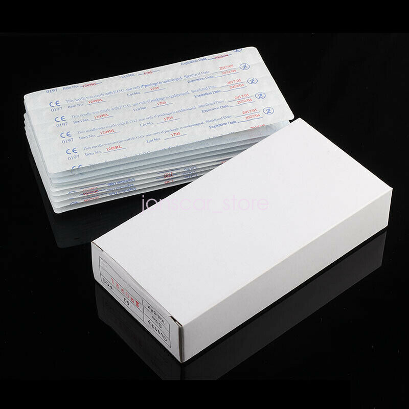 100Pcs Assorted Tattoo Needles Tips Pins Lining Shading RL RS M1 10 Sizes Supply