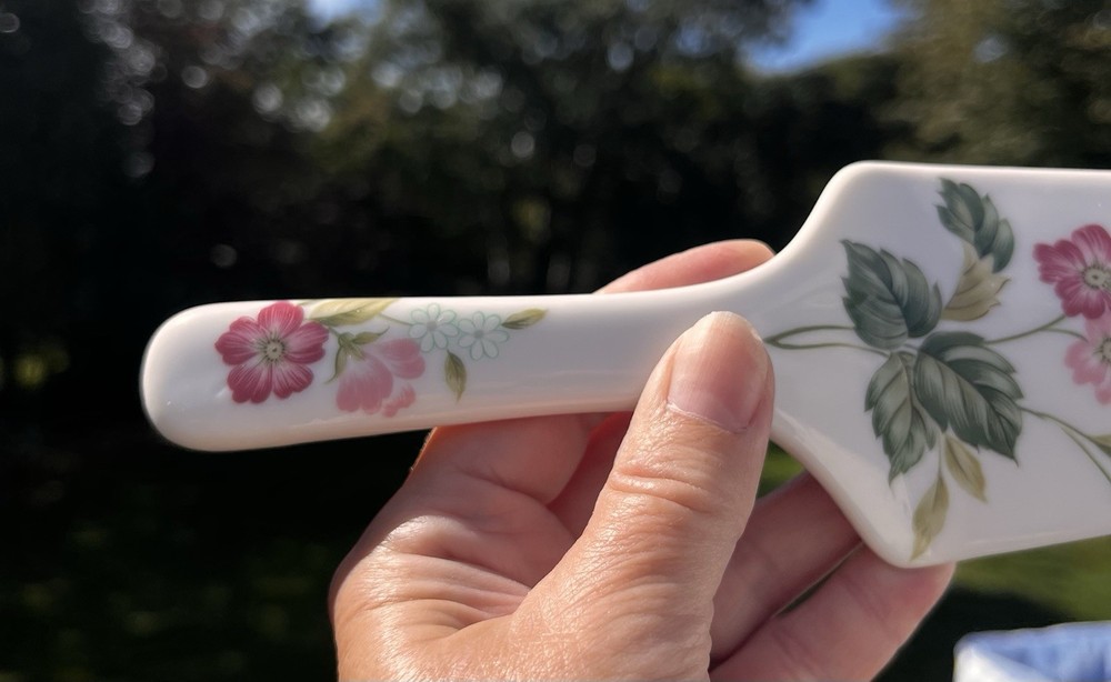 Cake Pie Server Andrea By Sadek Spring Night Floral Ceramic White Wedding Party