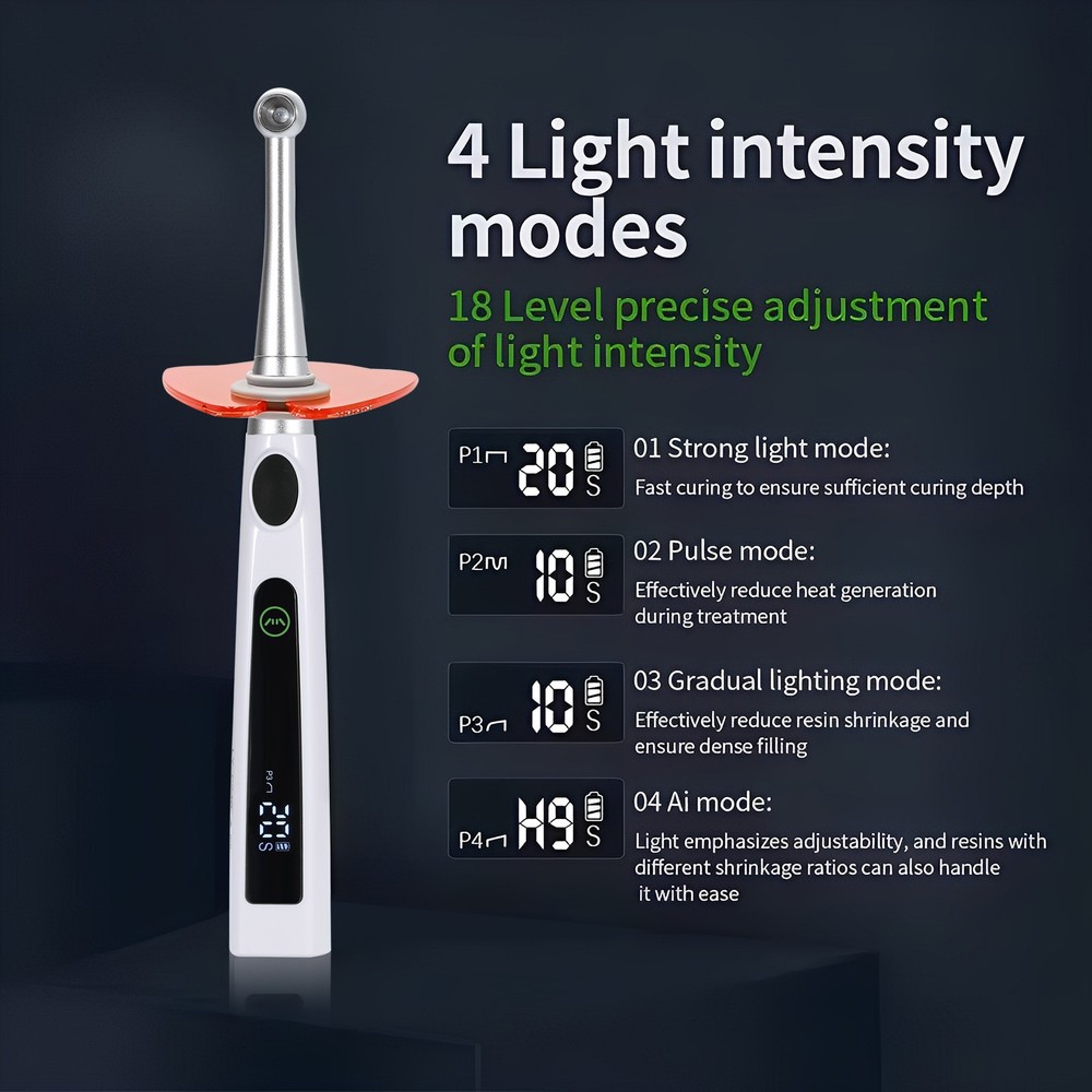 Dental Wireless AI LED Curing Light Lamp 1 Second Curing 4 Modes USA