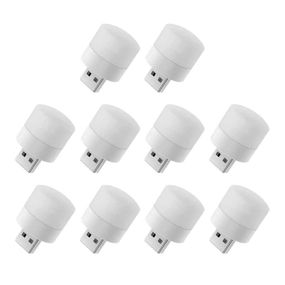 10Pcs USB Night Light USB Plug Computer Mobile  LED Night Lamp, White Light T2B3