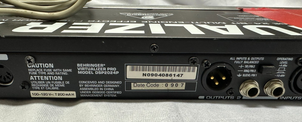 Behringer Virtualizer Pro DSP2024P 24 Bit Digital Multi Effect 24 - USED/WORKS