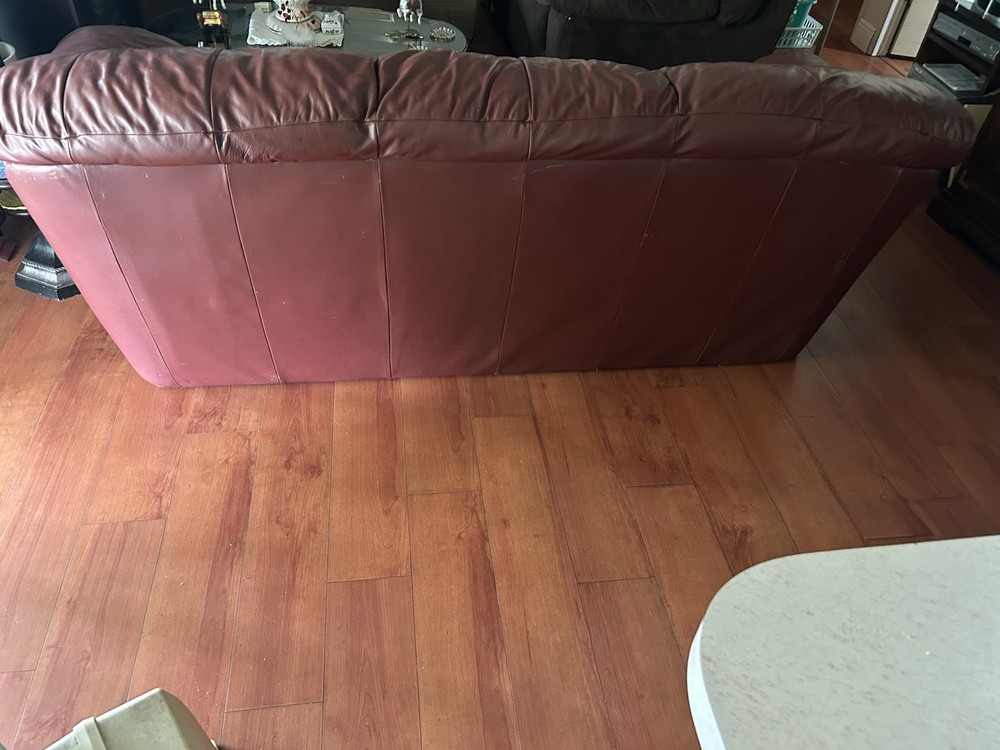 Large Brown Leather Sofa Couch Living Room