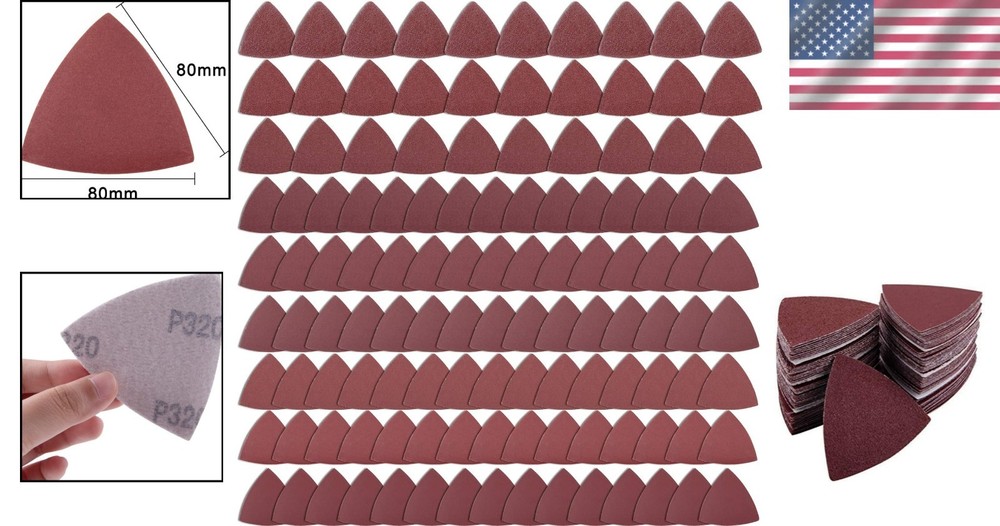 Durable Hook and Loop Triangular Sandpaper Set - 120 Sheets with Various Grits