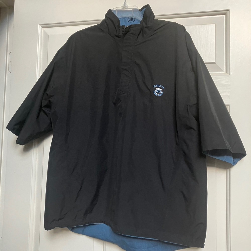 Zero Restriction Mens L Blue Black Waterproof Reversible Pullover Golf Jacket