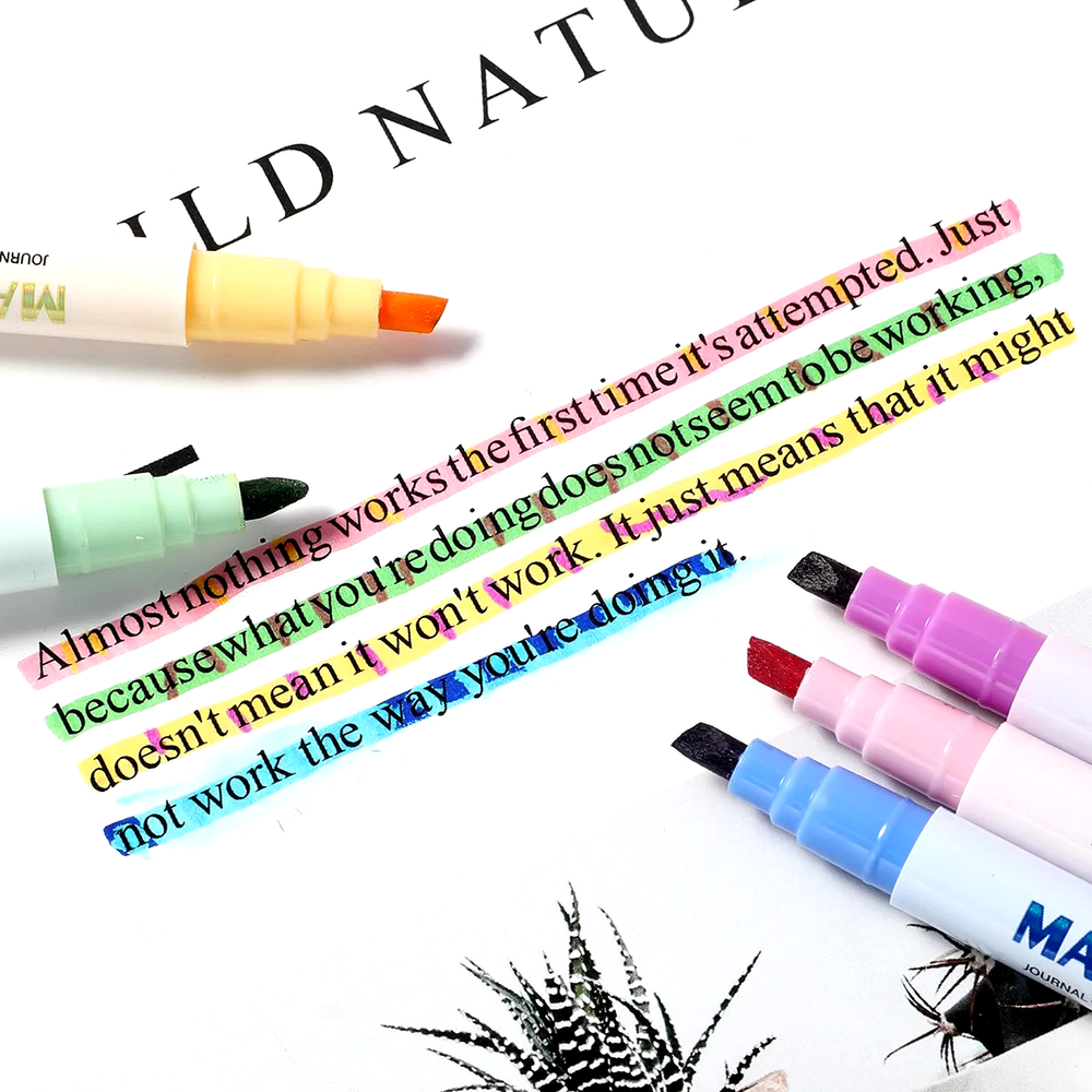 12pcs Double-ended Magic Color Changing Highlighter Pen Set