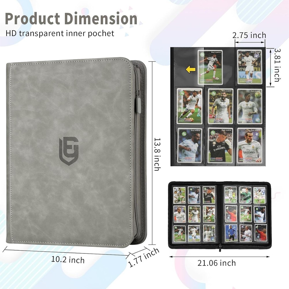 Toploader Binder, Holds 324 Toploaders, 9 Pockets, Top Loader Binder for Cards S
