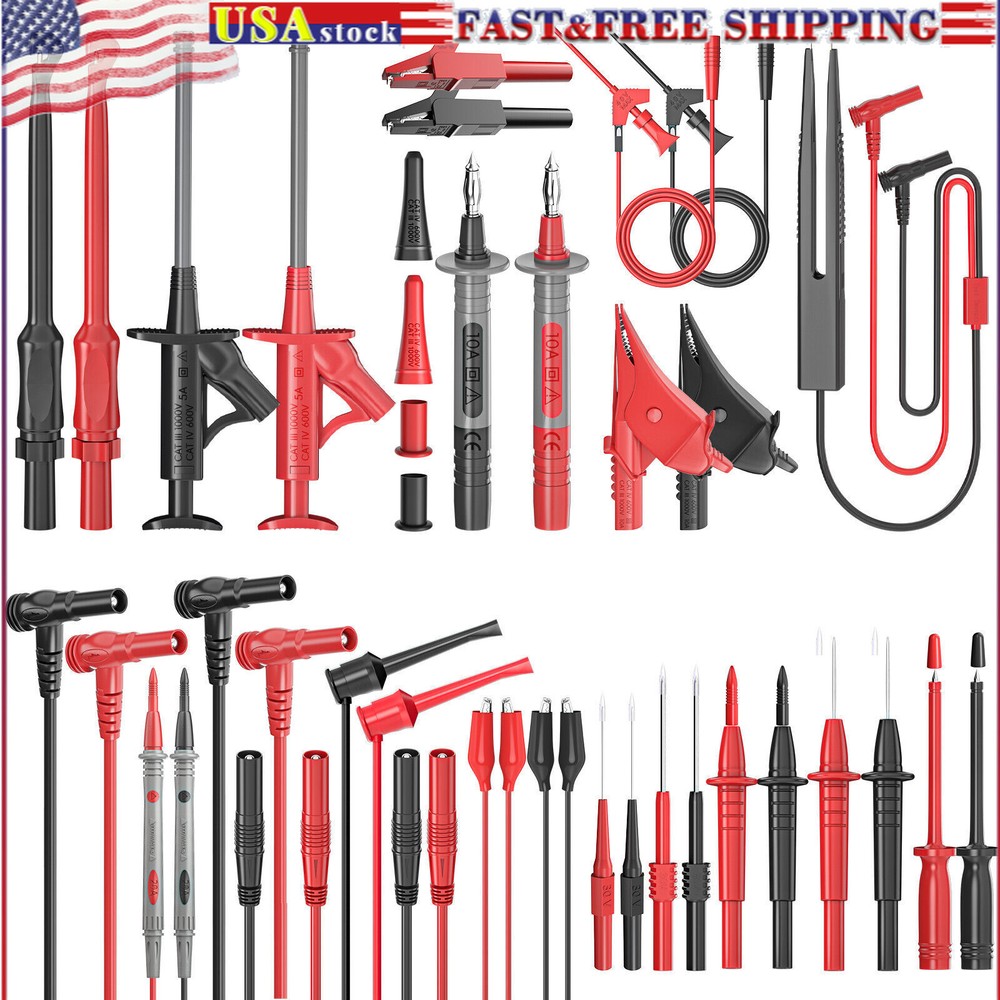 Silicone Multimeter Test Leads Kit 33PCS with Replaceable Wire Piercing Probes